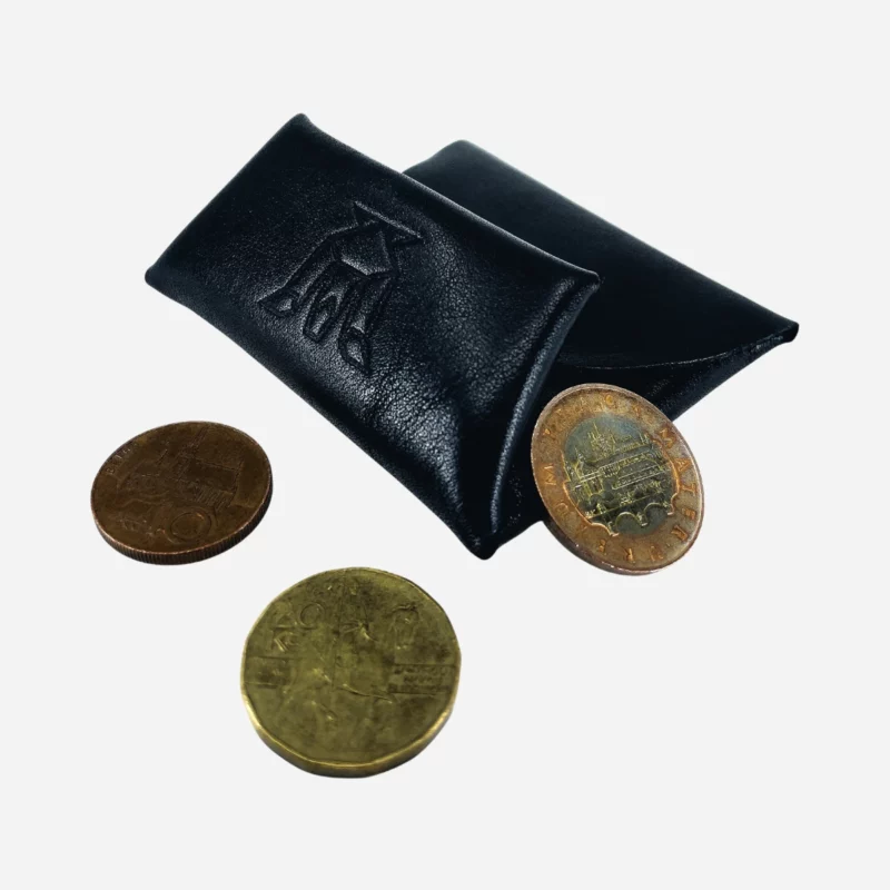 Černý kožený mincovník